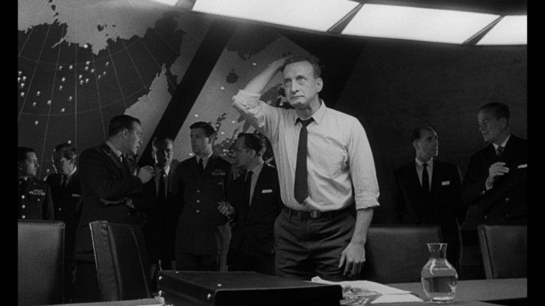 Screen capture from Dr. Strangelove, or: How I Learned to Stop Worrying and Love the Bomb