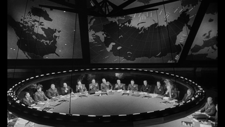 Screen capture from Dr. Strangelove, or: How I Learned to Stop Worrying and Love the Bomb