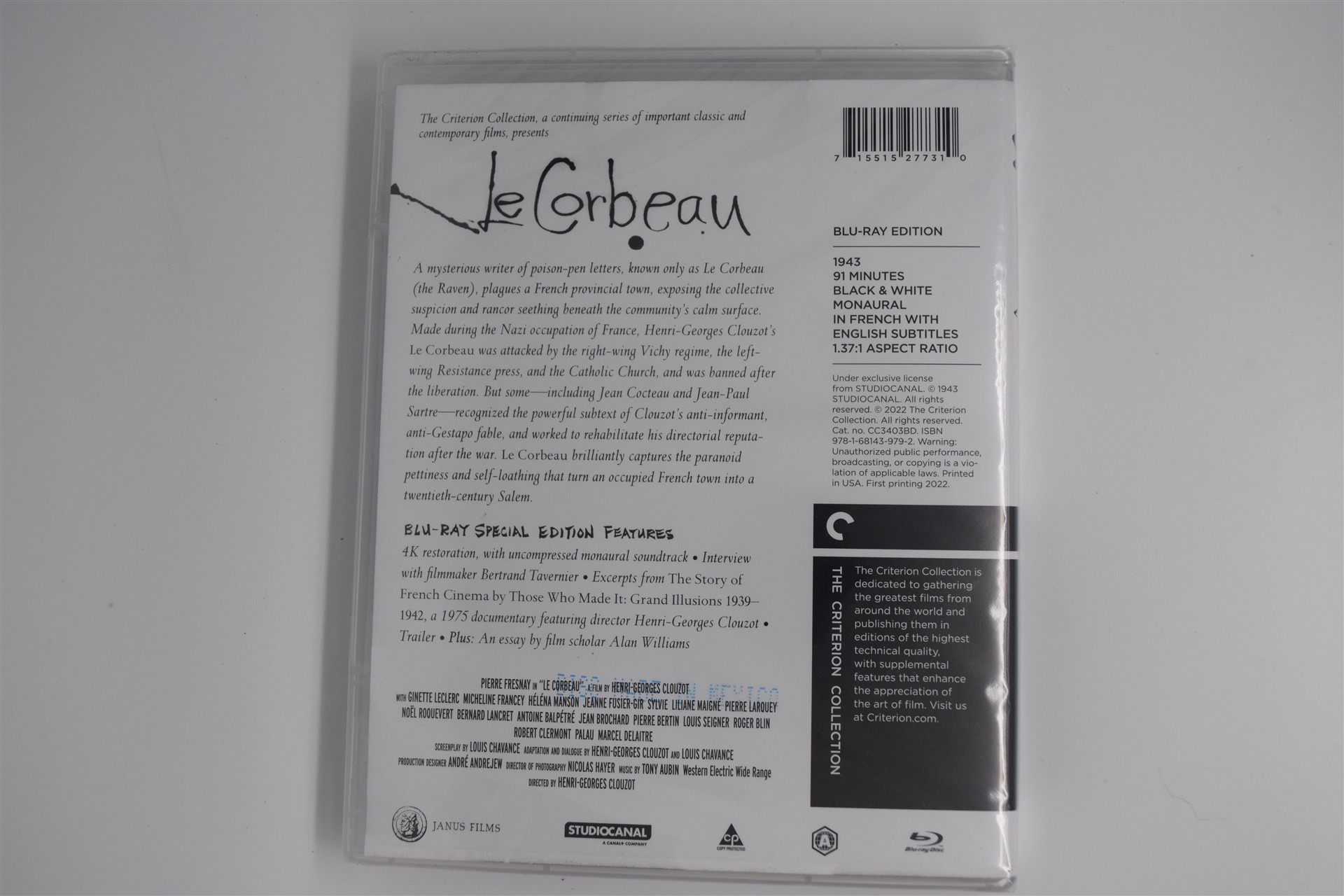 Screen capture from Le Corbeau
