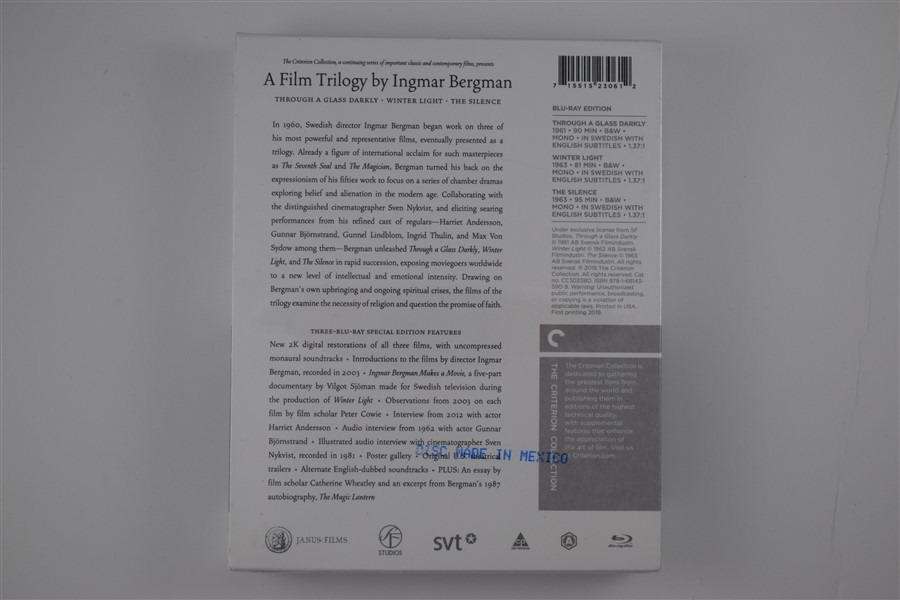 Screen capture from A Film Trilogy by Ingmar Bergman